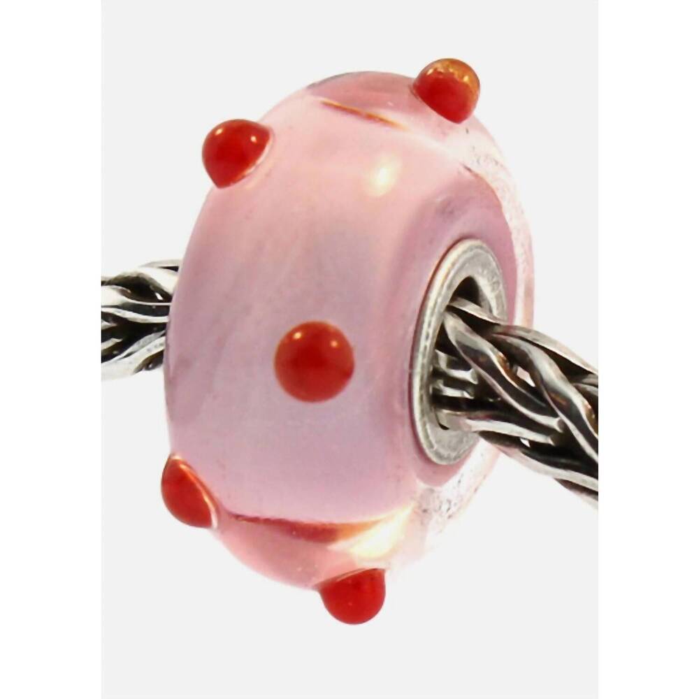 NEW TROLLBEADS women's polka dot glass bead charm in pink
